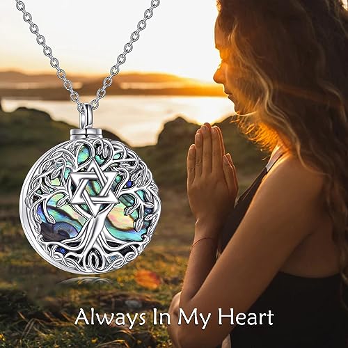 YFN Tree of Life Necklace Sterling Silver Celtic Tree of Life Pendant Jewelry Gifts for Women Men Girls Star of David Urn