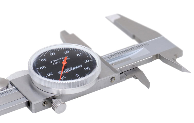 [Australia - AusPower] - Accusize Industrial Tools 0-6" x 0.001" (Range x Resolution) Dial Caliper, Black Face Red Needle, Stainless Steel in Fitted Box, P920-B216 1 