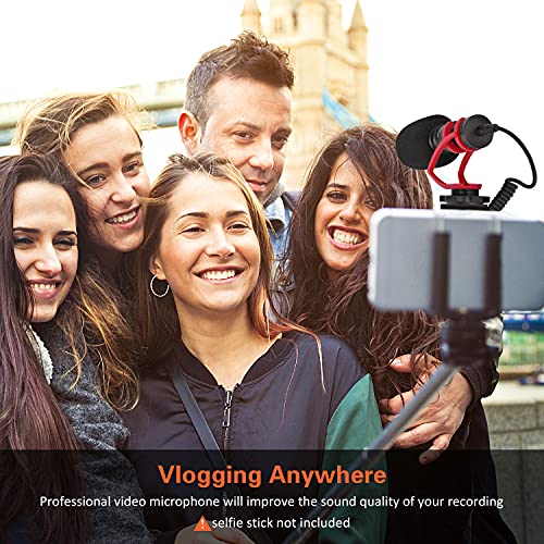 COMICA CVM-VM10II Universal Shotgun Microphone for Camera, iPhone, Android Red