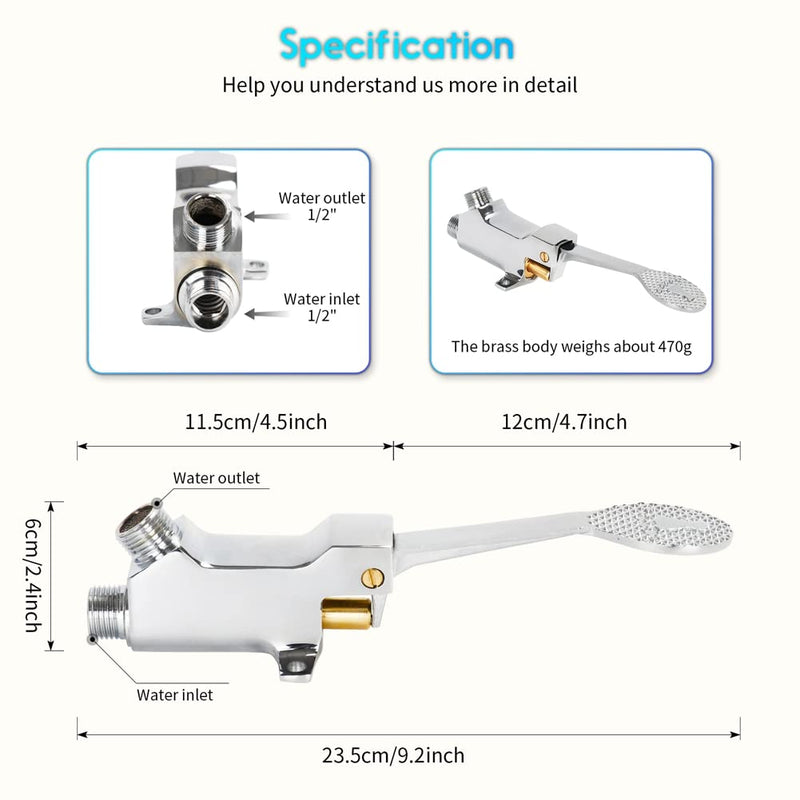 LukLoy Floor Mount Single Pedal Valve, Polished Chrome Pack of 1