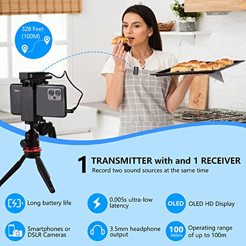 BOYA Wireless Lavalier Microphone System, BY-XM6-S1 Mini Ultra-Compact Wireless Lapel with LCD Screen for DSLR Camera Camcorder Smartphones Tablets Computer for Vlog YouTube Interview
