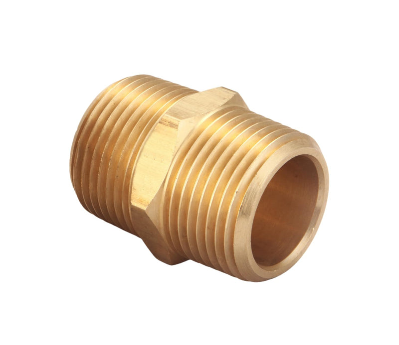 [Australia - AusPower] - 3/4 Inch NPT Brass Nipple Male Pipe Fitting Adapter, Hex Nipple, (3/4 inch x 3/4 inch NPT Male, 2 Piece), Straight Connector Pipe Fitting 3/4" x 3/4" NPT Male 