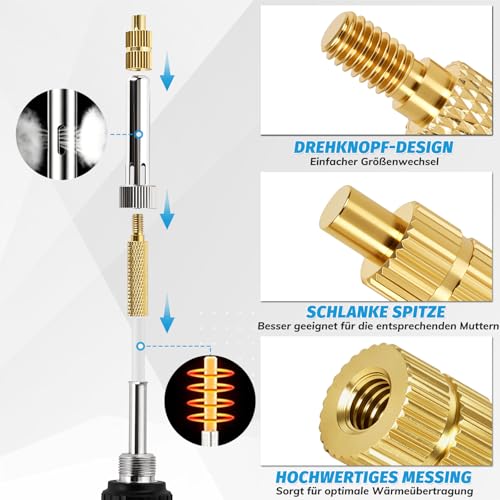 400 Pieces Threaded Inserts and Soldering Tips Set, 80W Soldering Iron with Adjustable Temperature of 180-500°C, 7 Soldering Tips, Includes 400 Thread Inserts M2/M2.5/M3/M4/M5/M6/M8 for 3D Printing