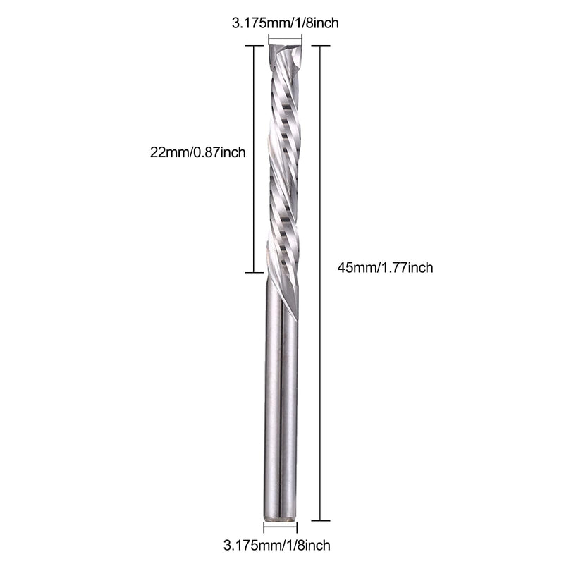 [Australia - AusPower] - EU_HOZLY 3.175x22mm UP &DOWN Cut Two Flutes Spiral Carbide Mill Tool Cutters for CNC Router Compression Wood Bits Pack of 5 1/8 inch x 22mm 
