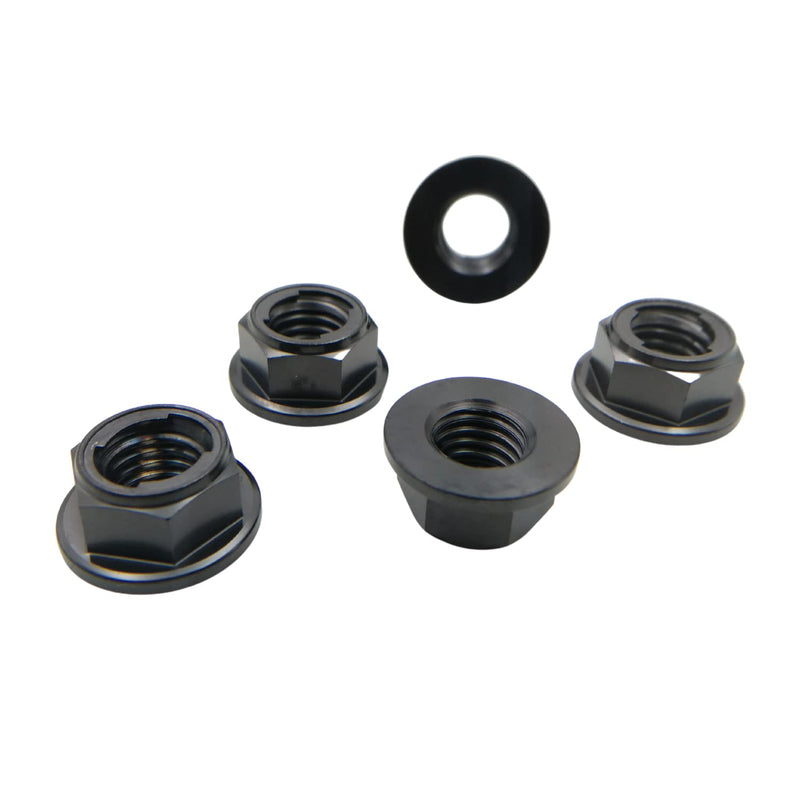 [Australia - AusPower] - RISON Titanium Nut Titanium Flange Full Metal Lock nut M8 Titanium Sprocket Nut Black 6AL4V Titanium Flange Lock Nut Pack of 5 