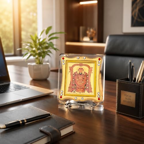 Shree Balaji Idol – Lord Venkateswara Statue for Car Dashboard, Home Temple, Office Desk, Hindu Lord Tirupati Balaji God Figurine Showpiece, Spiritual Décor & Devotional Gift