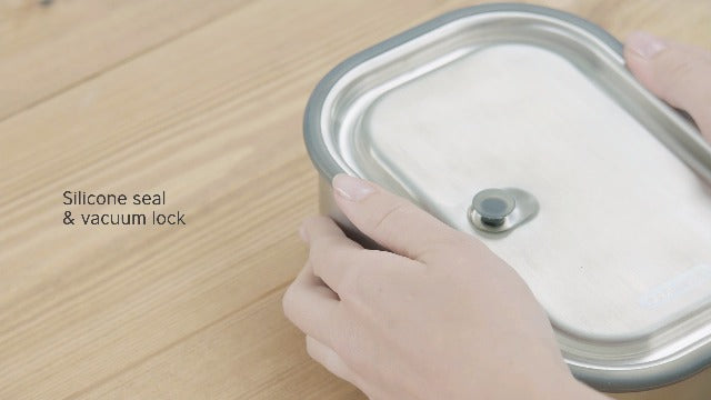 Black+Blum Stainless Steel Lunch Box | Leak Proof 3-in-1 Multi-Functional Plastic Free Vacuum Valve Bento Box with Compartment Divider and Accessories, Olive Solid