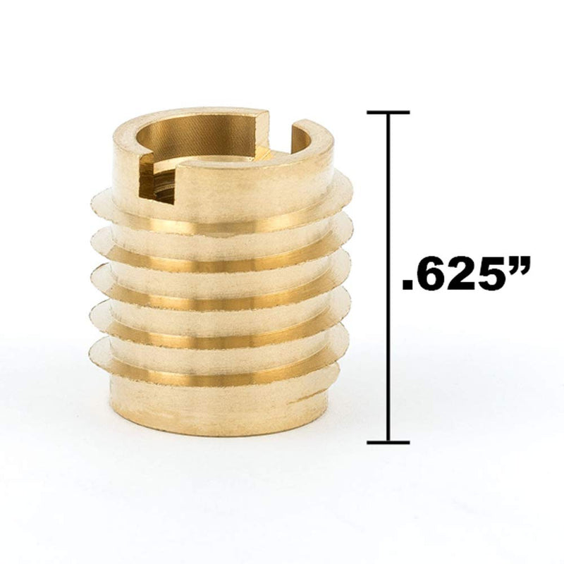 E-Z LOK 400-624 Threaded Inserts for Wood, Installation Kit, Brass, Includes 3/8-24 Knife Thread Inserts (5), Drill, Installation Tool 3/8-24 (5 Count)