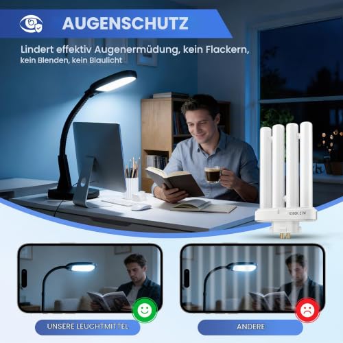 GX10Q-4 27W 4-Pin 6500K Daylight Bulb, 220-240V Daylight Lamp, Compact Fluorescent Lamp & Replacement Fluorescent Tube for Desk Lamp, Table Lamp, Office Lamp