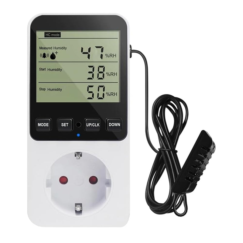 [Australia - AusPower] - Humidity Controller, Temperature Controller Socket 230 V, Humidity Controller with 3 m Sensor, Digital Thermostat Socket with LCD Screen, Temperature Switch for Humidifier, Dehumidifier 