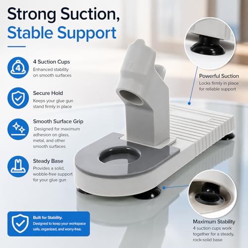 Kkwooidm mini hot glue gun holder stand with non-stick silicone pad and suction cup