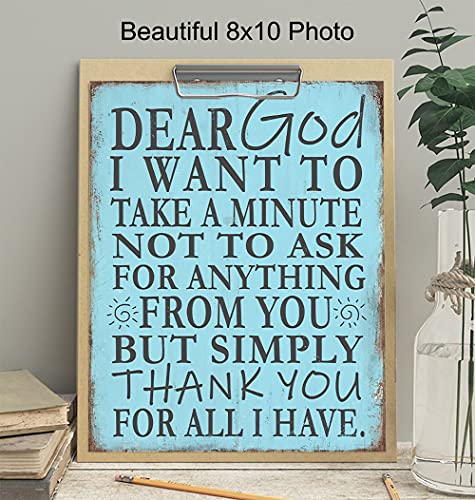 God Wall Decor - Religious Gifts for Women - Christian Gifts - Positive Catholic Wall Art - Inspirational Spiritual Quote - Church Decorations - Light Blue Decor - Grateful Art - Faith Artwork