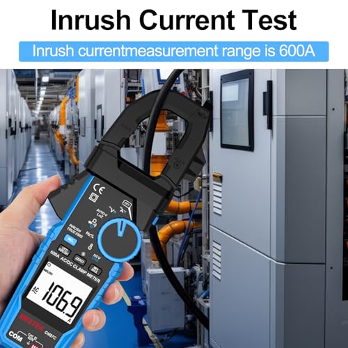 MESTEK Inrush Clamp Meter Multimeter, 600A AC/DC Amp Meter