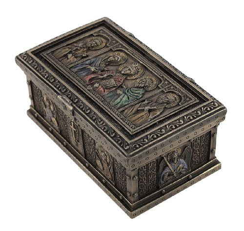 Veronese Design 5 Inch Catholic Saints Rectangular Altar Trinket Box Cold Cast Resin Bronze Finish Home Decor Religious Gift Trinket Box