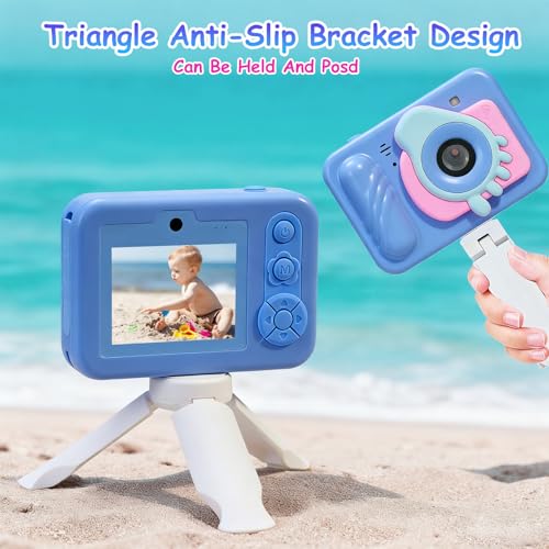 Kids Toy Camera Waterproof with 32GB Card, Fun Christmas & Birthday Gift for Boys & Girls Ages 3+, 48MP 1080P HD Underwater Digital Camera, IP68 Shockproof – (Footprint Blue)