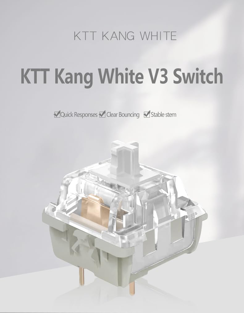 [Australia - AusPower] - KPREPUBLIC KTT Kang White Switch V3 Linear 43g 53g MX switch for mechanical keyboard 80m Factory Lubed Kangbai Switch Nylon POM 3pin (KTT Kang White x90) KTT Kang White x90 