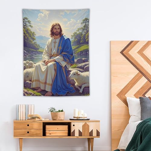 DEHYTO Jesus Christ Tapestry God of Jesucristo Wall Hanging Art Decoration for Church Bedroom Living Room Dorm Home Easter Decor 30"x40" JESUS-1 40"L x 30"W