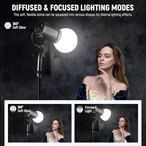 Neewer CRS6 Softbox Diffusion Dome with 3 Adapter Rings, Compatible with Godox V1 Z2PRO Z3R Round Head Flash and Square Speedlite Z880 and More, Mount for Video Light MS60B MS60C MS150B