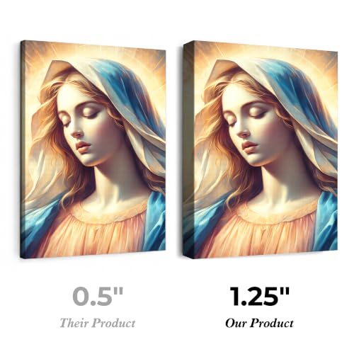 Virgin Mary Canvas Wall Art – Catholic Religious Wall Decor Painting Our Lady of Grace 02 Framed Canvas 12"L x 16"W