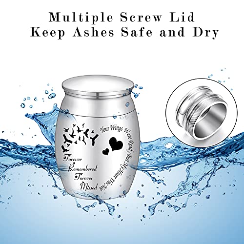 1.57 Inches Small Keepsake Urn for Human Ashes Stainless Steel Mini Urn Heart Small Ash Urn Tiny Ashes Holder Decorative Funeral Urn Silver