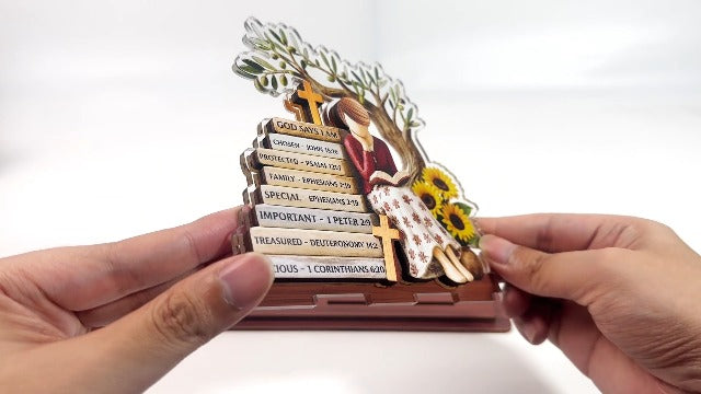 Religious Gifts for Women, God Says I Am Inspirational Christian Desk Decor Soi - kien - god say ao do hoa vang