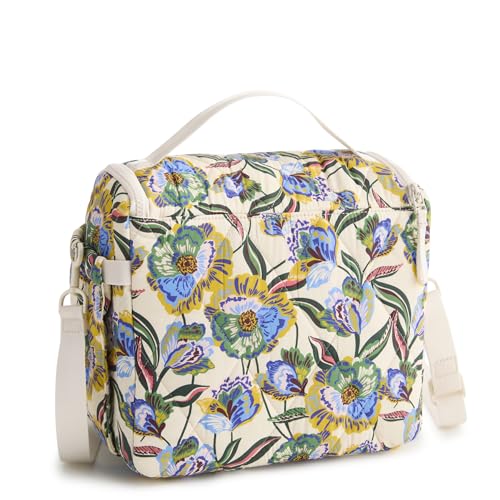 Vera Bradley Women's Featherweight Lunch Crossbody Bag – Insulated Quilted Shoulder Tote Gardenia Garden