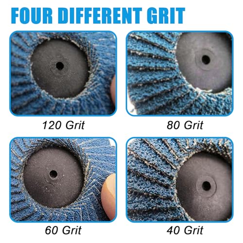 Pack of 32 Flap Discs 50 mm for Drill, 2 Inch Sanding Discs 50 mm, Grit 40/60/80/120, Zirconia Corundum Grinding Disc for Metal Wood Steel, Angle Grinder 2 Inch Tray + 2 Round Rods