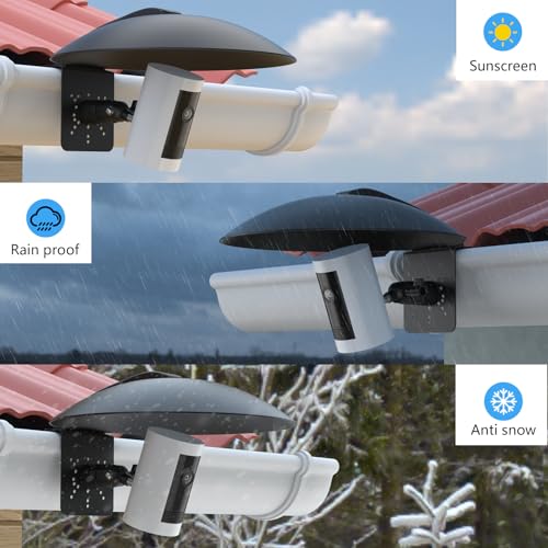 HOLACA Universal Gutter Mount and Sun Rain Shade Cover for All Outdoor Security Camera with 1/4 Screw, Shield Compatible with Ring, Blink, Google Nest, Eufy, Arlo, WYZE, Tapo (Security Camara) Security Camara