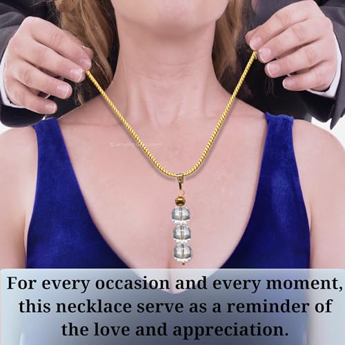 Amazing Gemstone Clear Quartz Necklace for Women, Handmade Healing Crystal Necklace with Clear Quartz Bead - White Necklace Pendant Jewelry for Women - Dainty Birthday Gifts for Women Gold