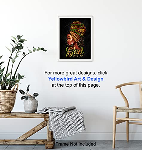 African American Wall Art & Decor - Inspirational Black Wall Art for Girls - God Says You Are - Spiritual Christian Decor - Bible Verses - Religious Gifts for Women - Motivational Positive Quotes