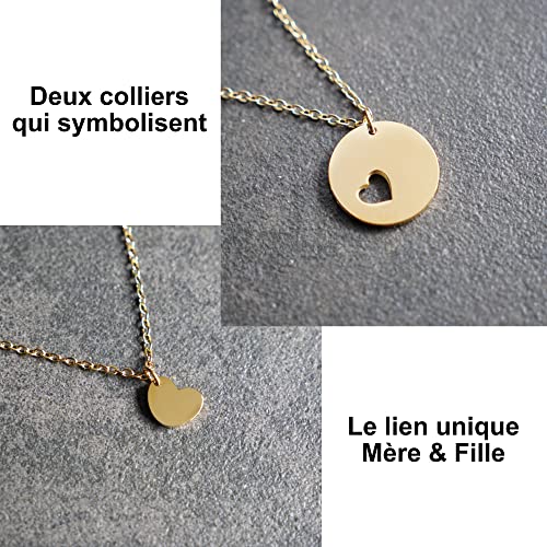 TILOVE Set of 2 necklaces for women with heart pendant mother daughter 2 personalised jewellery in a box with good luck message. Gift idea for birthdays, Christmas, Mother's Day, Stainless Steel