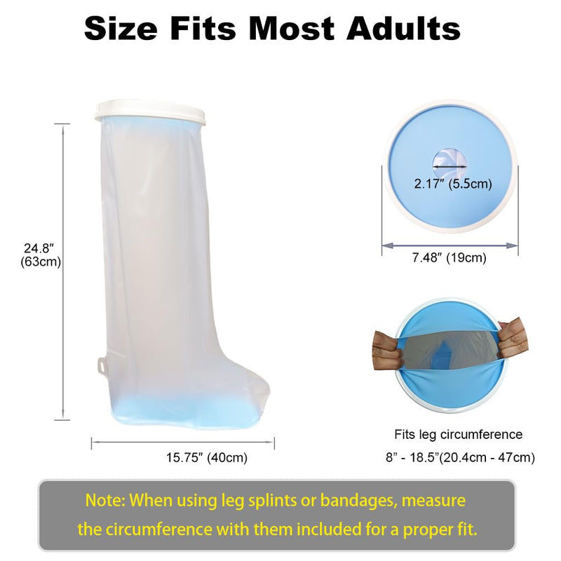 [Australia - AusPower] - Waterproof Leg Cast Cover for Shower Adult, Cast Protector for Shower Leg Adult with Non-Slip Bottom, Leg Cast Bag for Shower Foot Cover for Shower After Surgery Reusable(24.8 in. Long) 