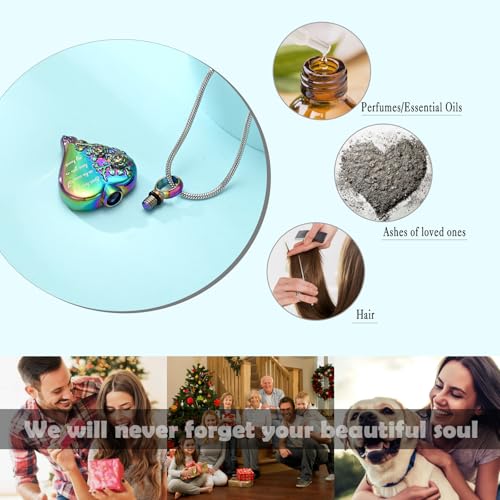 Butterfly Heart Urn Necklace for Ashes Cremation Jewelry Stainless Steel Memorial Necklaces Ash Holder for Human Pets Keepsake Jewelry for Loved Ones with Fill Tool B-Rainbow