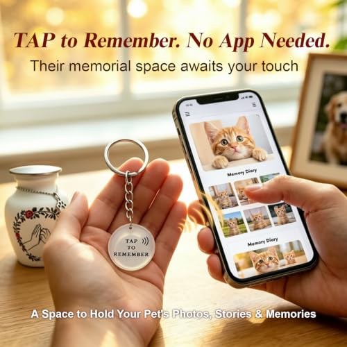 Mini Pet Keepsake Urn, Dual Physical & Digital Pet Memorial for Dog & Cat Partial Ashes, Tap-to-Use NFC Keychain for Online Memorial Page, Airtight Zinc Alloy, No App, No Monthly Fees