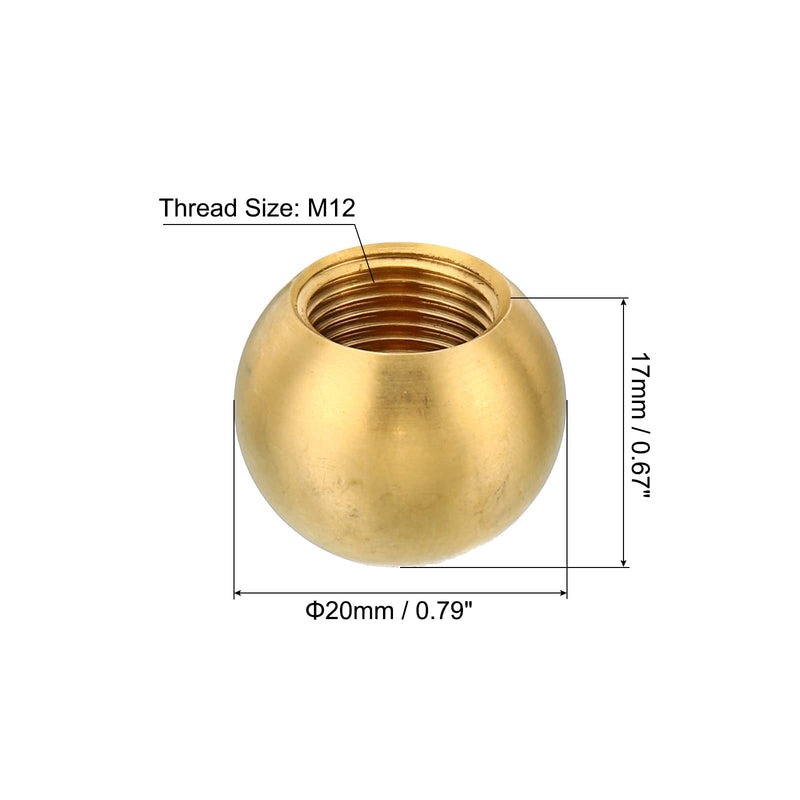 [Australia - AusPower] - PATIKIL M12x1 Thread Lamp Finials Cap Knob, 3 Pack Brass Ball Lamp Decoration Screw Caps for Furniture Lighting Lamps 