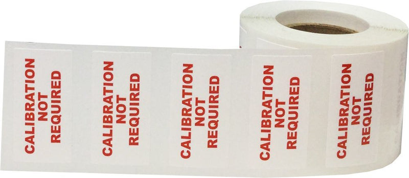White and Red Calibration Not Required Labels, 3/4 x 1 1/2 Inch Adhesive Stickers, 500 Total Labels on a Roll for Equipment Identification, Quality Control, and Compliance – Made in the USA