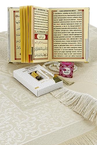 ihvan online Islamic Prayer Gift Box, Muslim Prayers Rug, Yaseen Book, Prayer Beads Tesbih, Solid Smell, Ravza Scent, 6 Piece Prayers Mat Set for Ramadan, Eid Gifts, Pink/Set 1 Pink / Set 1
