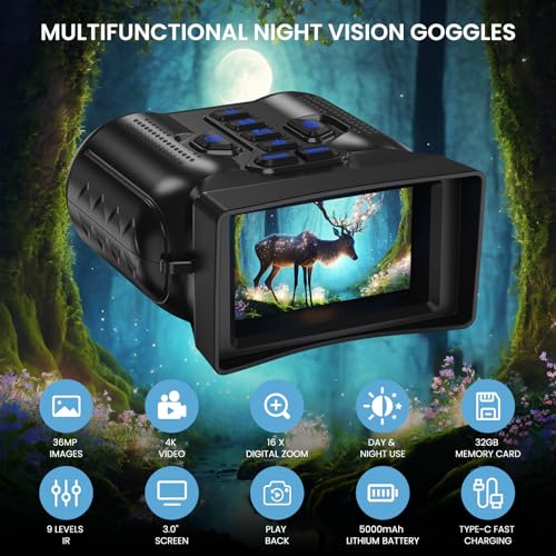 4K Night Vision Goggles for Adult,1000FT View Range Night Vision Binoculars