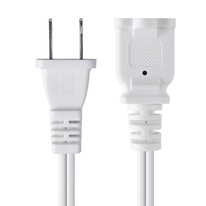 [Australia - AusPower] - 2 Prong Extension Cord US AC 2-Prong Male and Female Power Cable SPT2 16AWG 13A/125V, USA Outlet Saver Power Extension Cord Cable for NEMA 5-15P to NEMA 5-15R 3FT White 