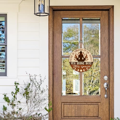 Positive Energy Buddha Front Door Sign, Meditation Room Zen Den Wood Door