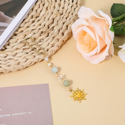 Sun Hanging Car Accessories, Gold Rear View Mirror Charm for Women