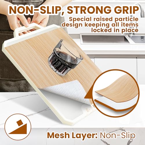 Drawer Shelf Liner for Kitchen Cabinets Non-Adhesive, Non Slip Shelf Paper Waterproof Thickened Cabinet Liners for Shelves, Strong Grip Mats for Cupboard, Dresser, Pantry, Wood-Grain, 23.6 in x 10 FT 23.6"W x 118.1"L Wood Grain Pattern