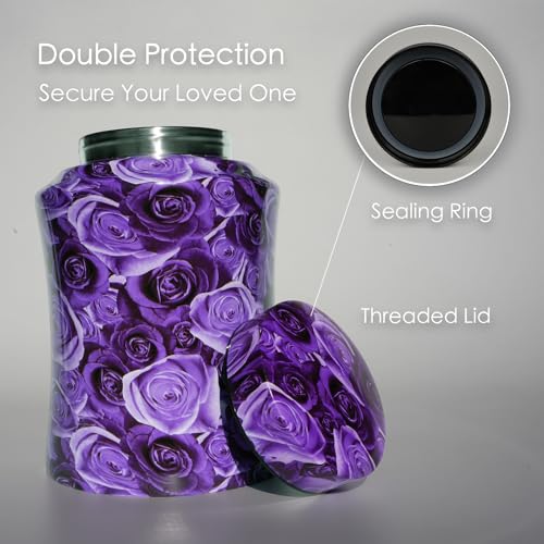 Purple Urn for Ashes for Women, Rose Urns for Human Ashes Adult Purple - Flower Resting Place Large
