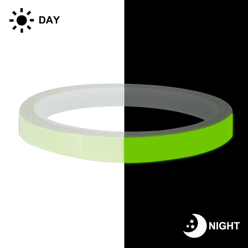 PATIKIL 0.4" x 16.4Ft Glow in The Dark Tape, Neon Luminous Reflective Waterproof Stickers PVC Warning Tape Self Adhesive for Stairs Tread Step Indoor Outdoor, Fluorescent Green 1