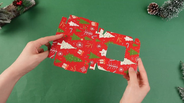 Gersoniel 30 Pcs Christmas Lime Green Red Sublimation Ornaments Gift Boxes 3.54"x3.54"x0.7" Christmas Packaging Boxes with Window Sublimation Ceramic Discs Gift Wrapping for Festivals Holidays Xmas