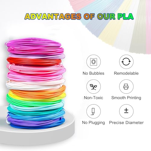 Yungden 3D Pen Filament Refills, 40 Colours, 1.75mm PLA 3D Printing Threads
