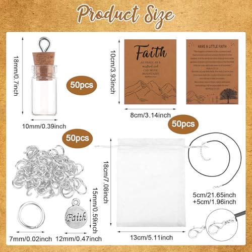 50 Sets Mustard Seed Faith Necklace for Women Mustard Seed Gift Bulk