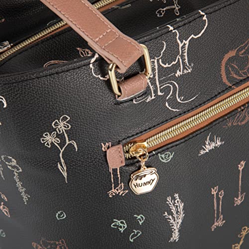 PICNIC TIME unisex-adult Uptown Cooler Tote Bag, Insulated Purse Lunch Bag for Her, Beach Bag Soft Cooler 14.37 x 7.28 x 10.63 Disney Winnie the Pooh - Black