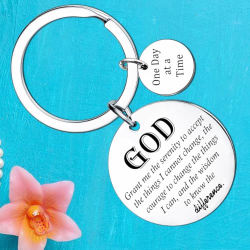 Sobriety Keyring Encouragement Gifts for Women Men Sobriety Addiction Recovery AA Gifts Religious Gift Inspirational Keychain Serenity Prayer Gift