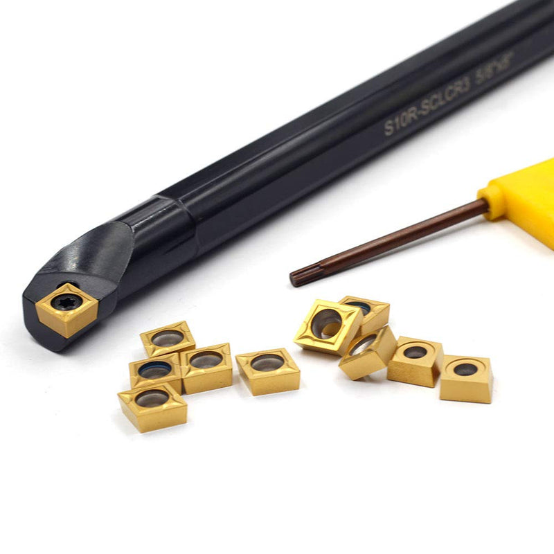 [Australia - AusPower] - OSCARBIDE 5/8'' x 8''Indexable Boring Bar with 10 Pieces Carbide Inserts CCMT09T304(CCMT32.5) Right-Hand Sclcr Boring Bar,1 Piece 